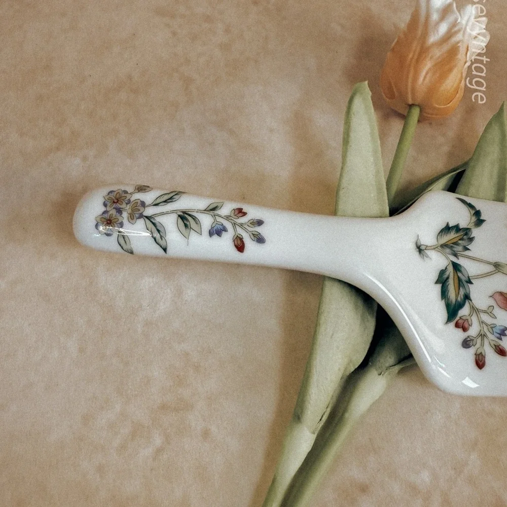 Floral Hand Painted Porcelain Cake Server Andrea by Sadek